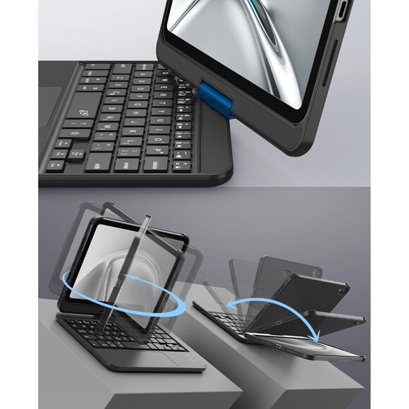Keyboard Case for iPad mini 7 A17 Pro(2024) Mini 6 (2021) 8.3" 360° Rotate Touch - Picture 5 of 12